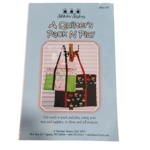 Quilting guide with colorful bags illustration.